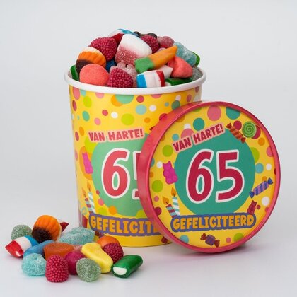 Candy Surprise bucket 65 jaar Op is Op
