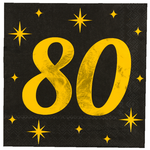 Servetten 80 jaar stijlvol zwart-goud 16 stuks