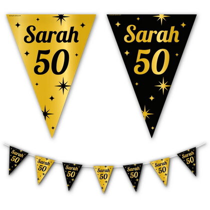 Vlaggenlijn 50 jaar Sarah goud zwart 10 meter