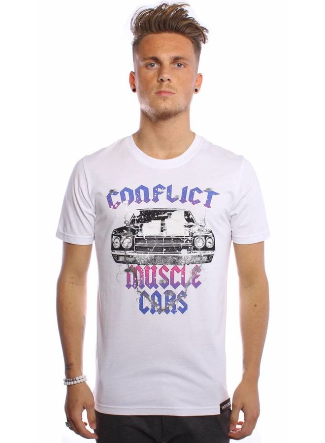 Conflict T-Shirt Muscle Cars White