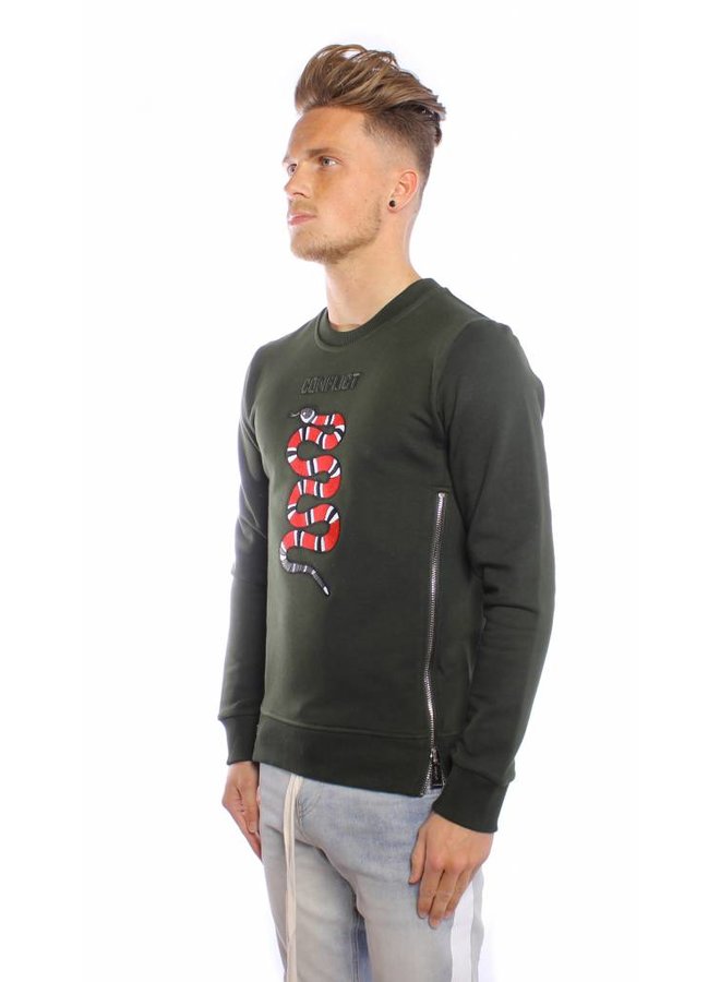 Conflict Sweater Snake Zip Army