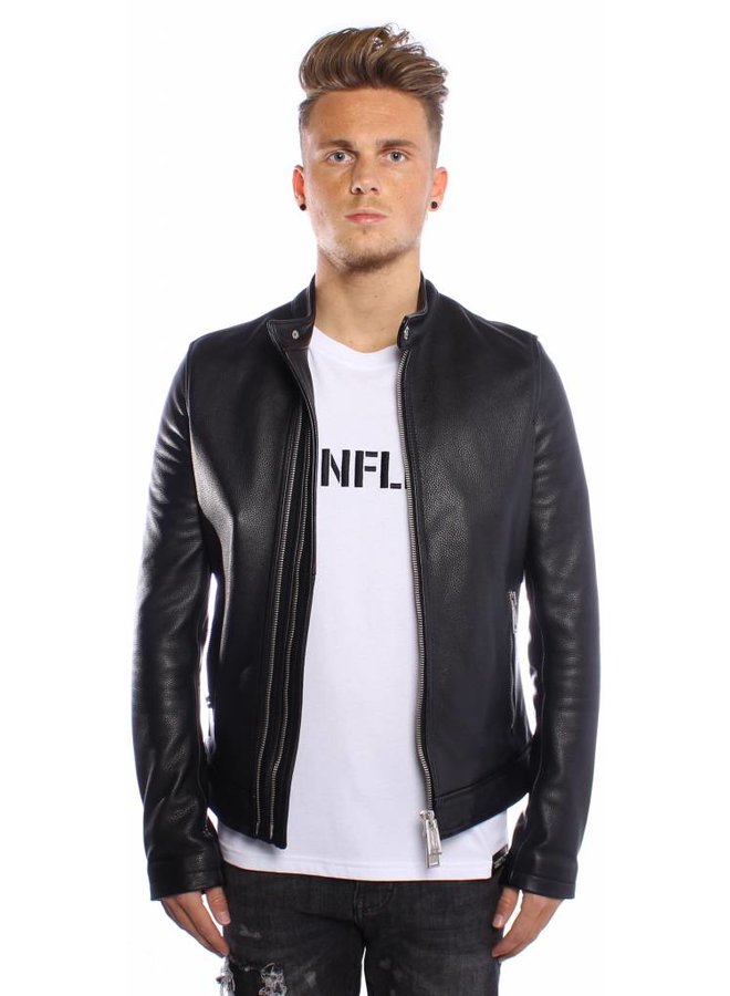 Conflict Leater Jacket Biker Black