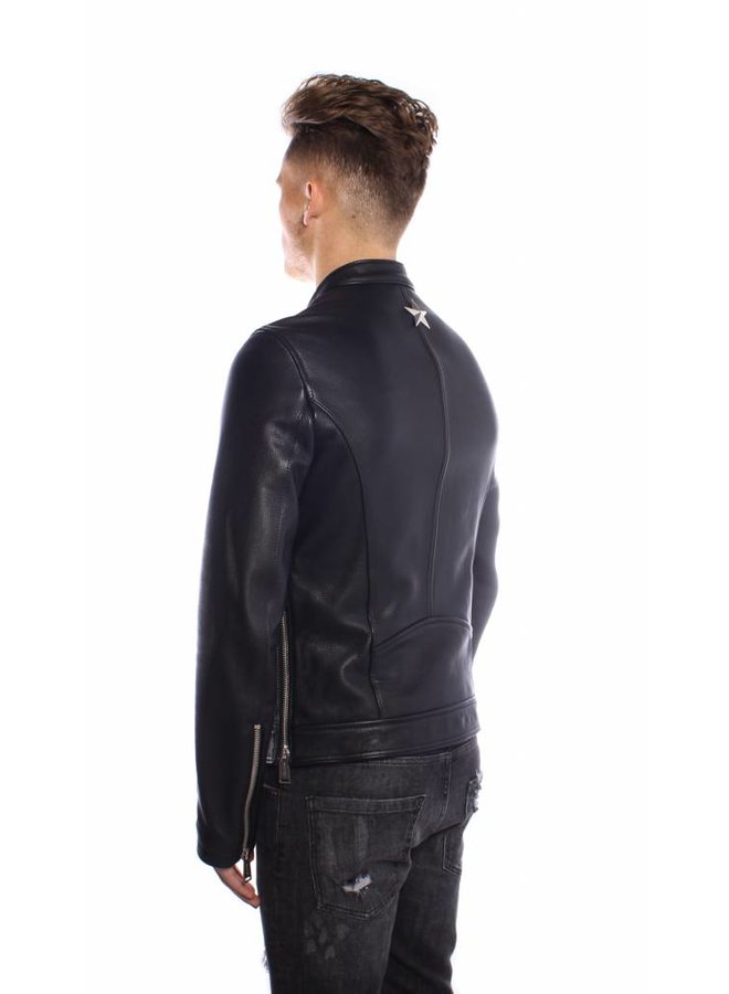 Conflict Leater Jacket Biker Black