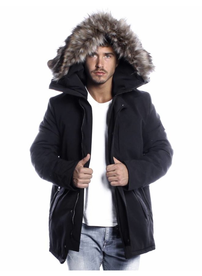 YCLO Torben Parka Black (Faux Fur)