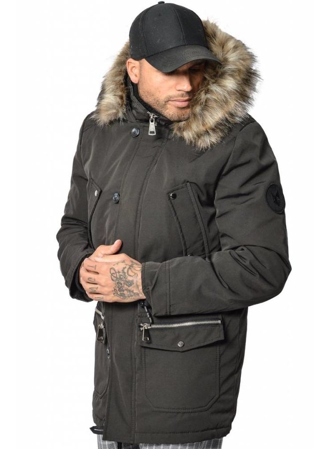 YCLO Kresten Parka Dark Army (Faux Fur)