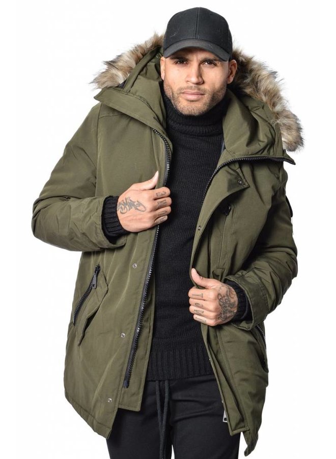 YCLO Torben Parka Dark Army (Faux Fur)