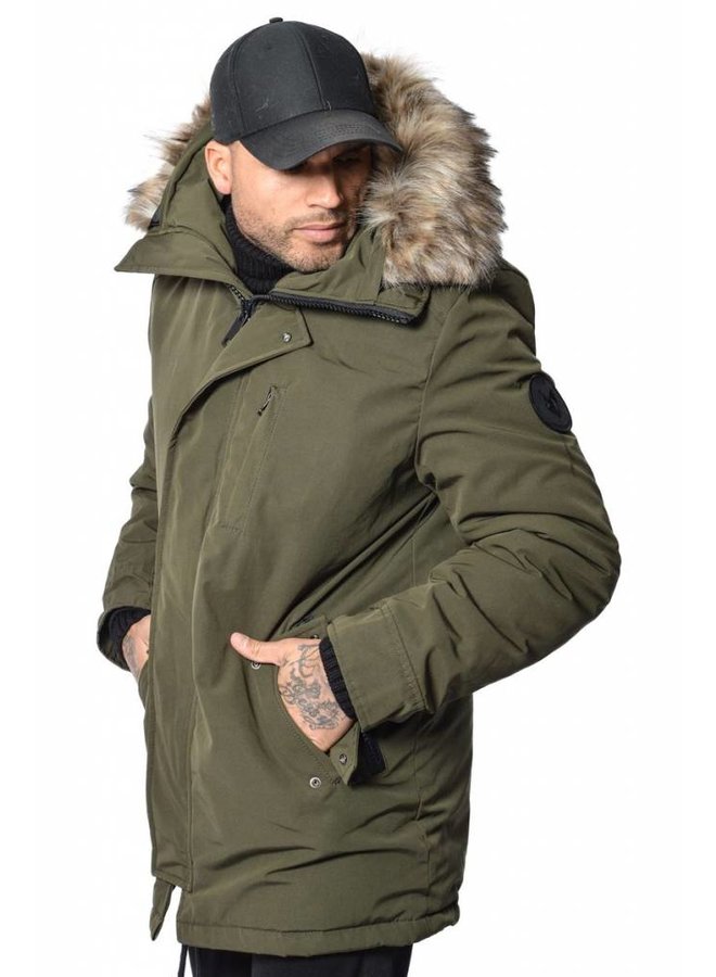 YCLO Torben Parka Dark Army (Kunstpelz)