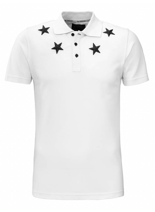 Conflict Polo Metal Stars White