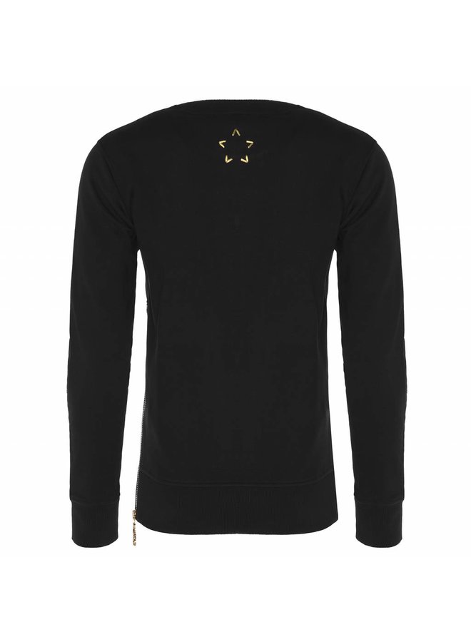 Conflict Sweater Golden Zip Black