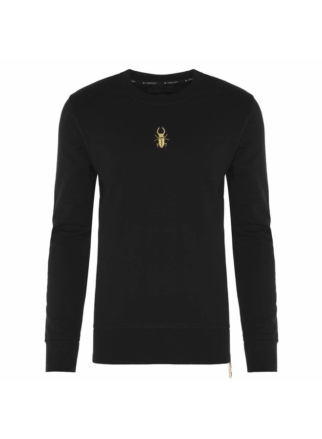 Conflict Pullover Golden Zip Black