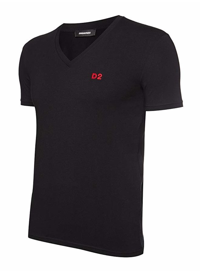 Dsquared2 T-Shirt D2 V-Neck Black