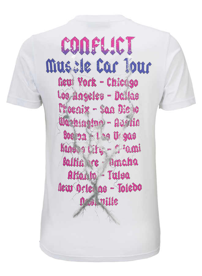 Conflict T-Shirt Muscle Cars Weiß