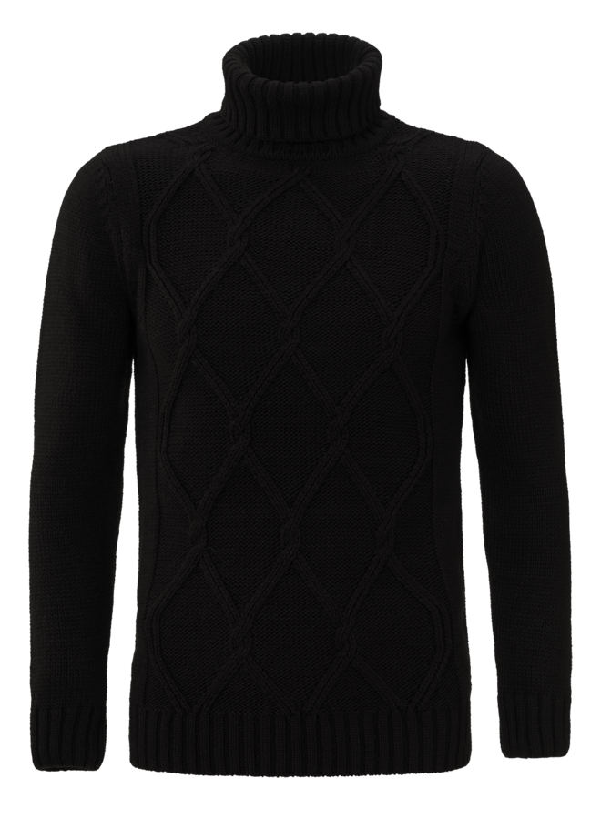 YCLO Knit Turtleneck Pullover Dimon Black