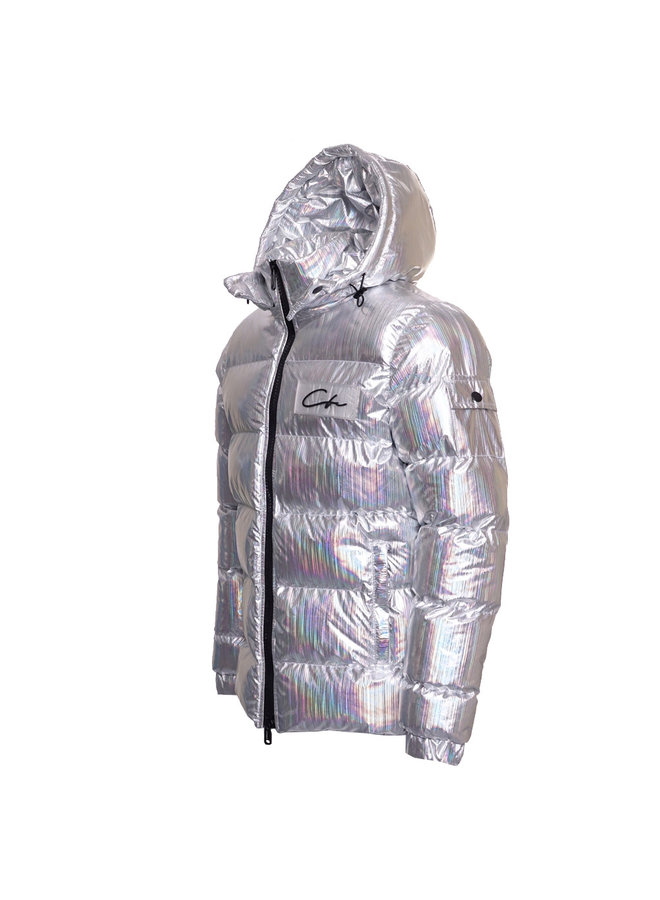 Conflict Puffer Jacket Hologram Striped