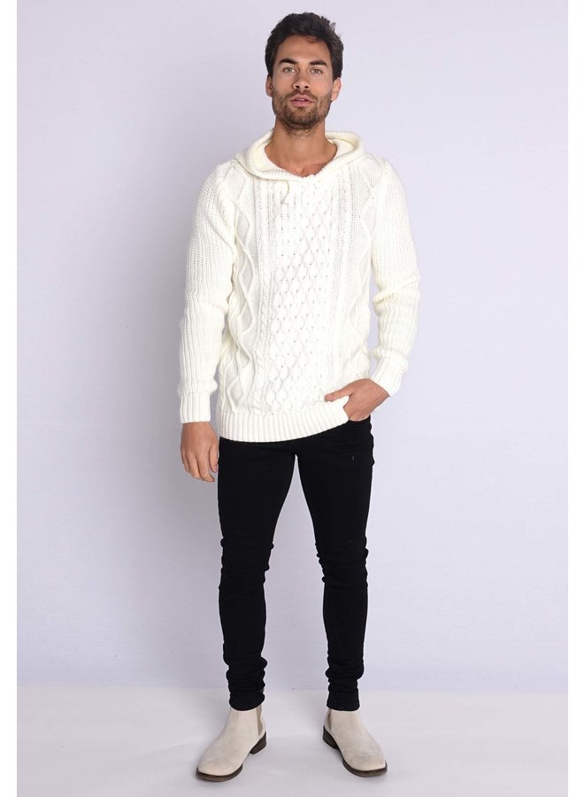 YCLO Knit Hoodie Stigo Off White