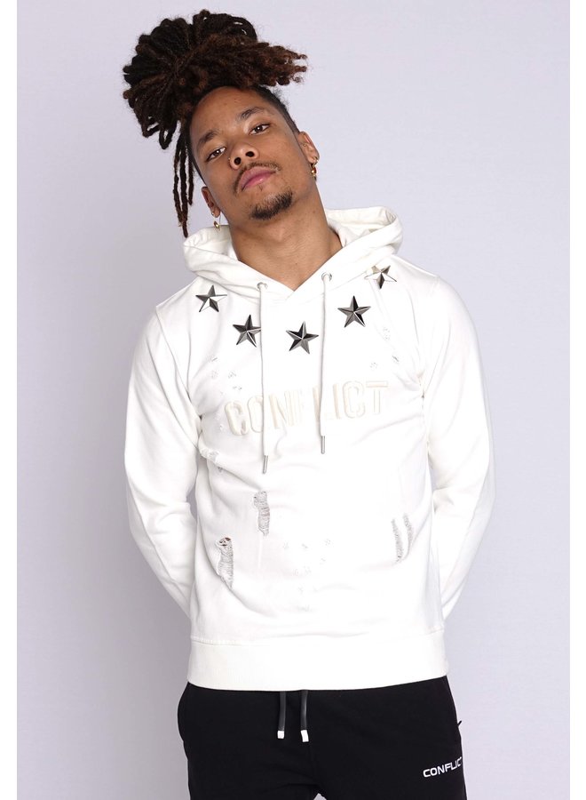 Conflict Hoodie Metal Stars Weiß