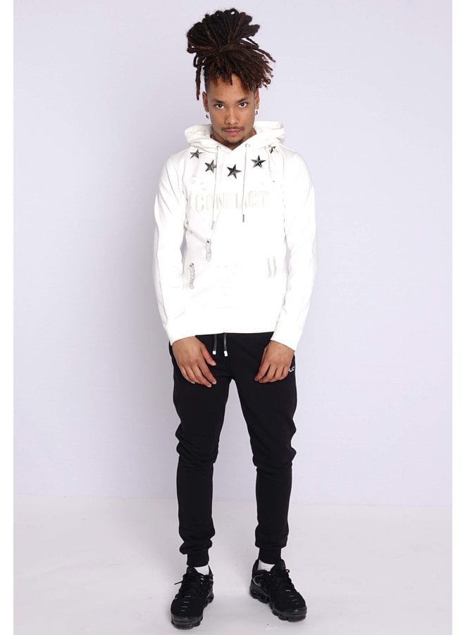 Conflict Hoodie Metal Stars White