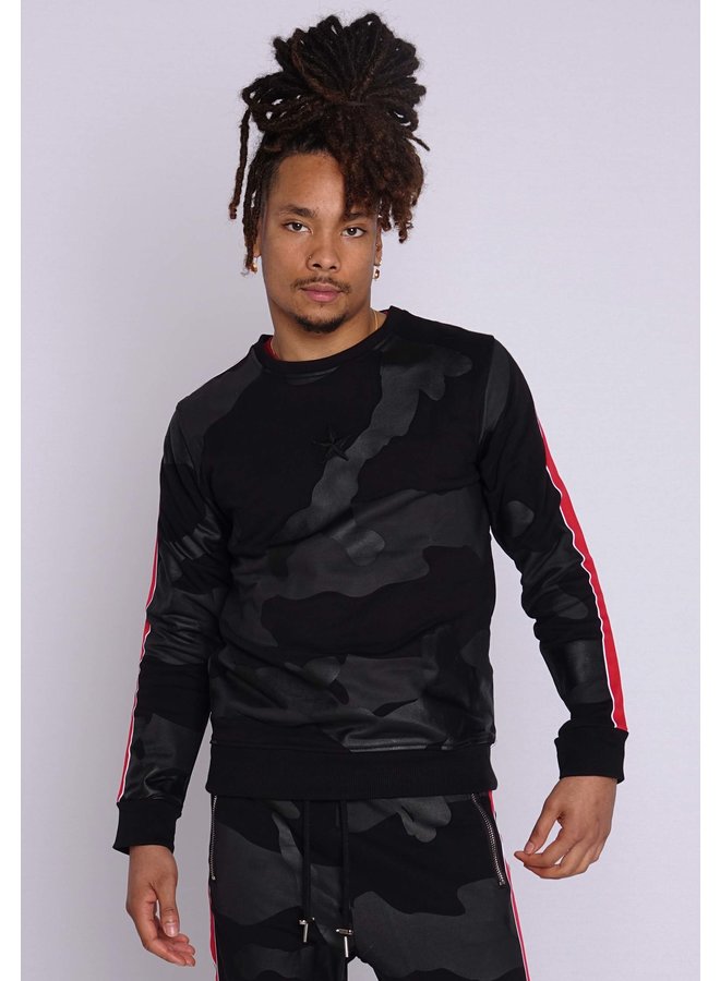 Conflict Sweater Camo Line Schwarz