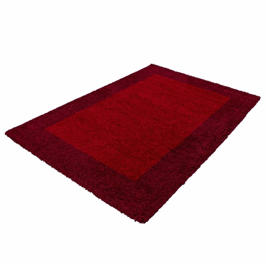 Hoogpolig vloerkleed - Candy Shaggy Rood Lijstmotief