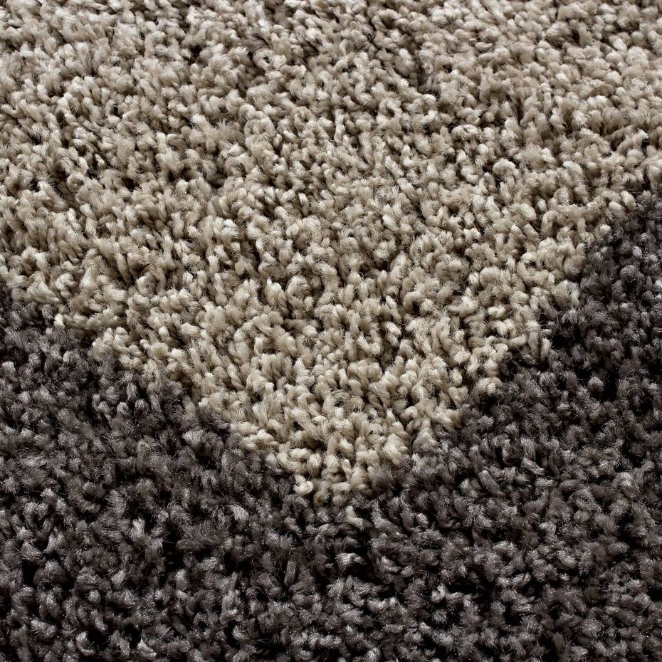Hoogpolig vloerkleed - Candy Shaggy Taupe Lijstmotief