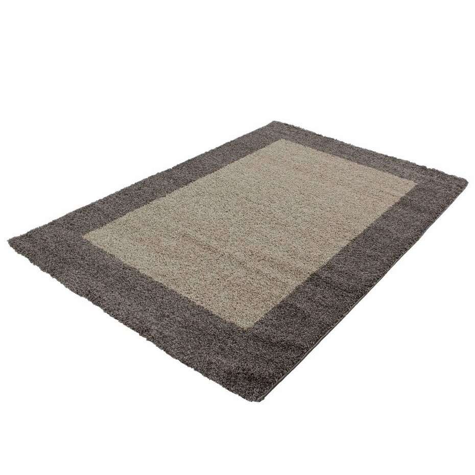 Hoogpolig vloerkleed - Candy Shaggy Taupe Lijstmotief