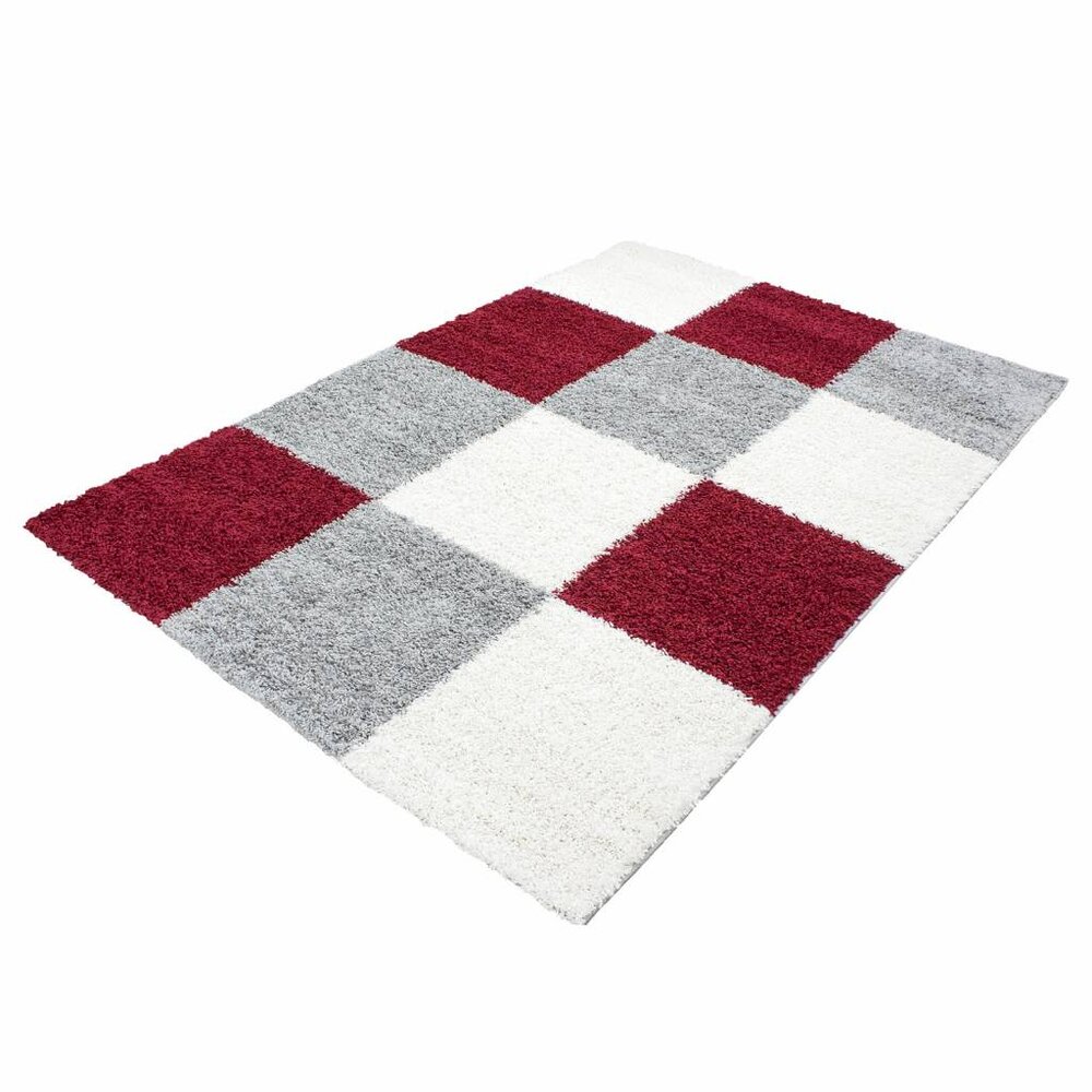 Hoogpolig vloerkleed -candy Shaggy Rood Geblokt Hoogpolig vloerkleed -candy Shaggy Rood Geblokt