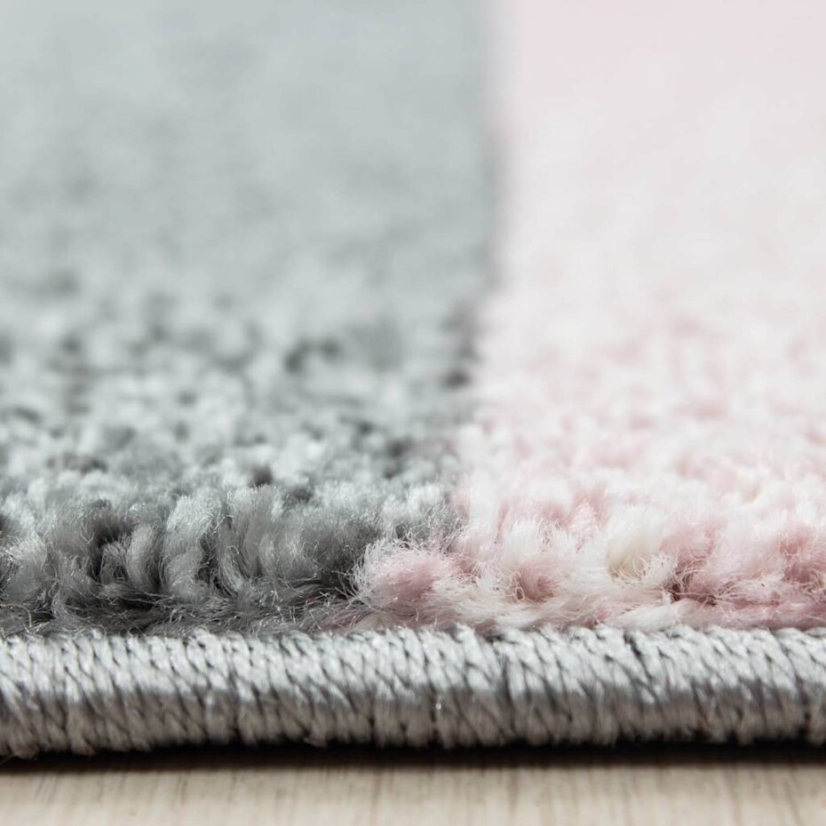 Modern geblokt vloerkleed - Broadway Roze/Grijs Modern geblokt vloerkleed - Broadway Roze/Grijs