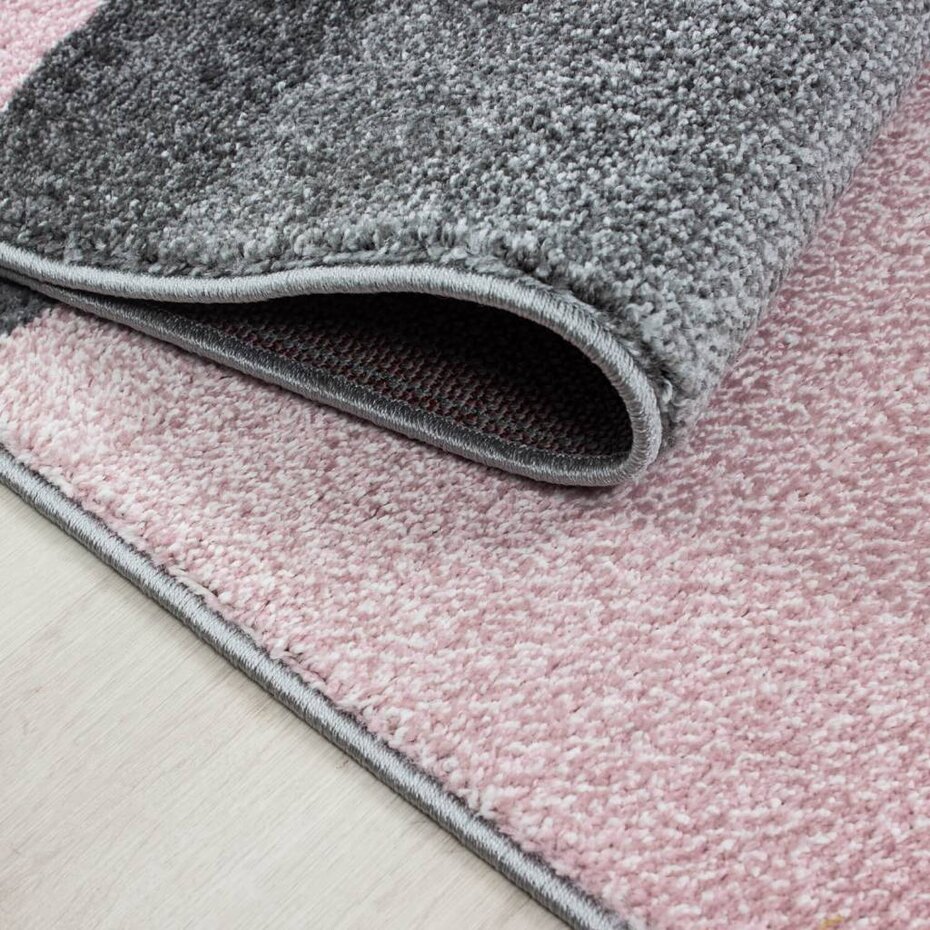 Modern geblokt vloerkleed - Broadway Roze/Grijs Modern geblokt vloerkleed - Broadway Roze/Grijs
