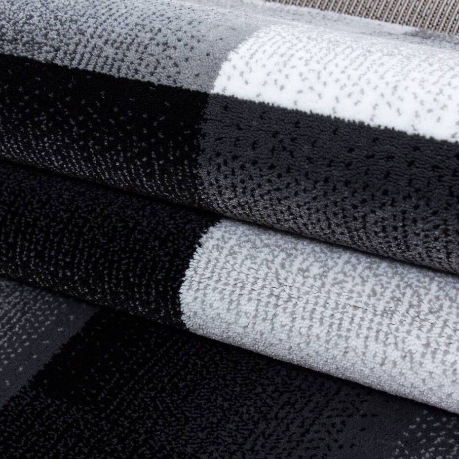 Geblokt vloerkleed - Torino Zwart/Grijs