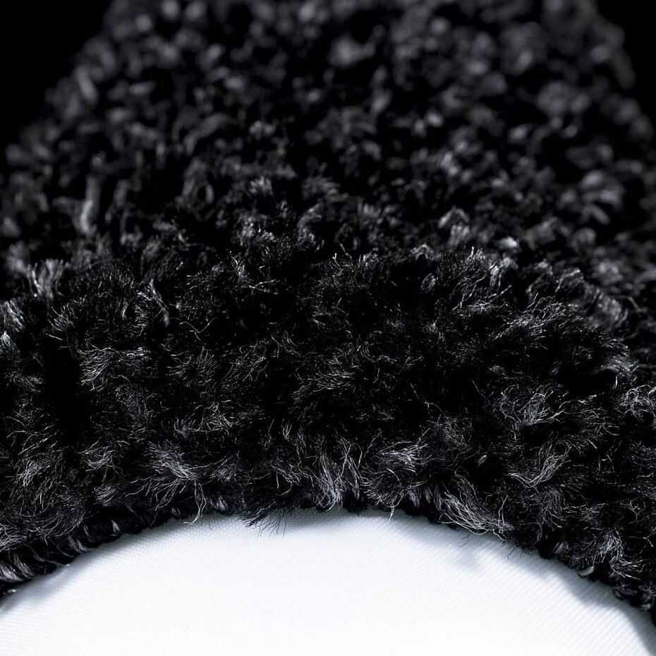 Candy Shaggy Lijstmotief Rond vloerkleed - antraciet Candy Shaggy Lijstmotief Rond vloerkleed - antraciet