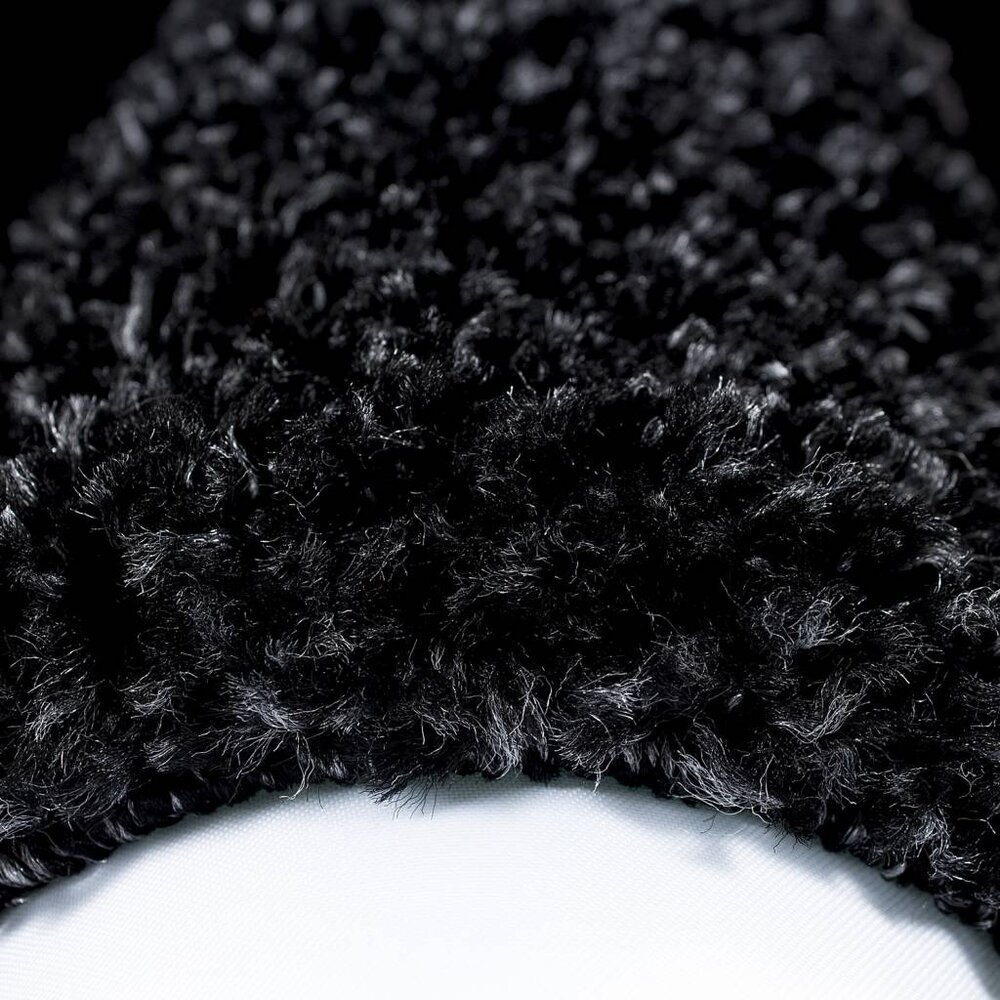 Candy Shaggy Lijstmotief Rond vloerkleed - antraciet Candy Shaggy Lijstmotief Rond vloerkleed - antraciet