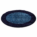 Candy Shaggy Lijstmotief Rond Shaggy vloerkleed - blauw