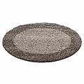 Candy Shaggy Lijstmotief Rond Shaggy vloerkleed - taupe