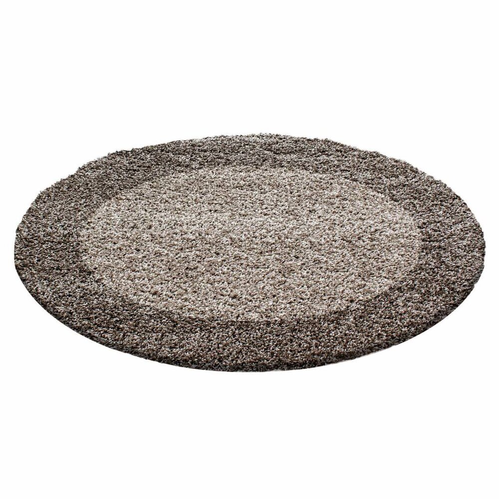 Candy Shaggy Lijstmotief Rond Shaggy vloerkleed - taupe Candy Shaggy Lijstmotief Rond Shaggy vloerkleed - taupe