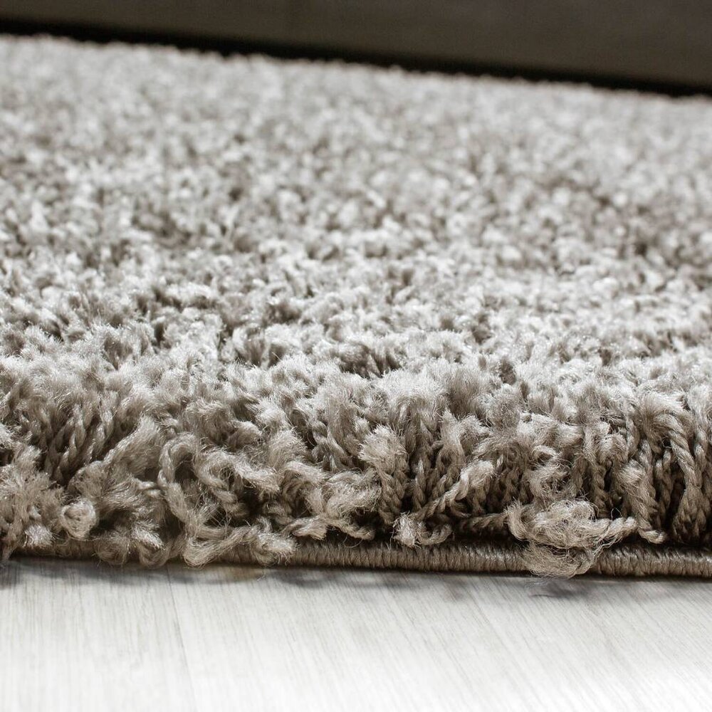 Candy Shaggy Lijstmotief Rond Shaggy vloerkleed - taupe Candy Shaggy Lijstmotief Rond Shaggy vloerkleed - taupe