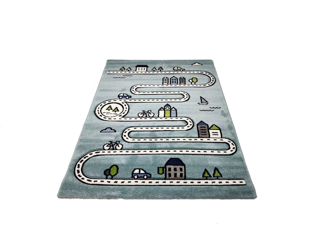 Kids City Blauw vloerkleed - Kids City Blauw vloerkleed -