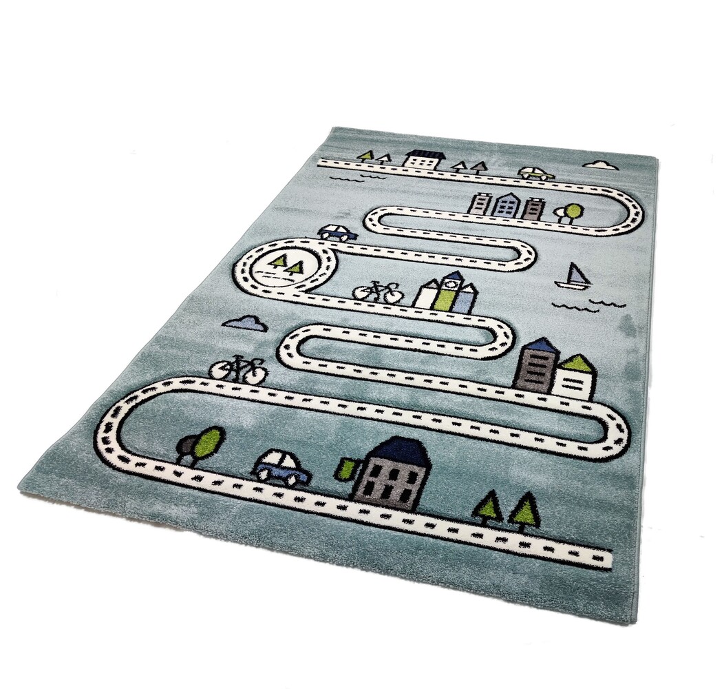 Kids City Blauw vloerkleed - Kids City Blauw vloerkleed -