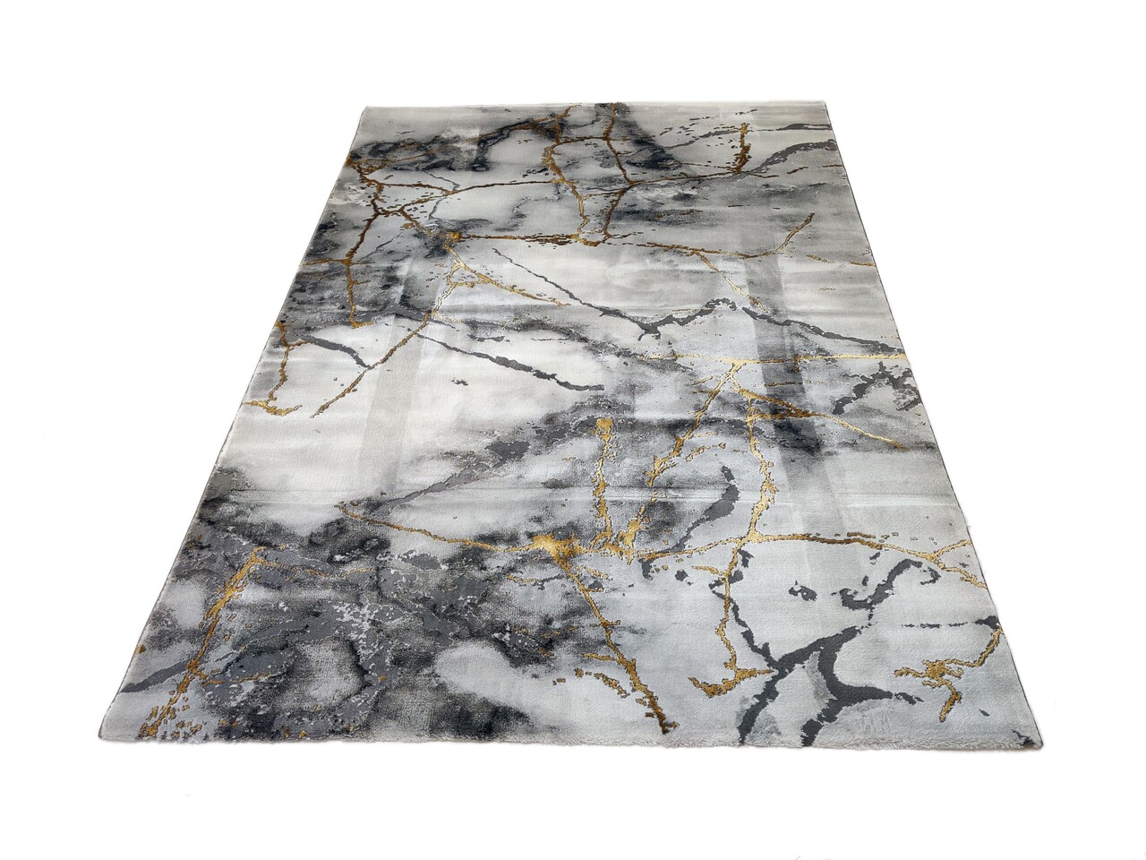 Carrara Modern Grijs Goud vloerkleed - Marmer Design Carrara Modern Grijs Goud vloerkleed - Marmer Design