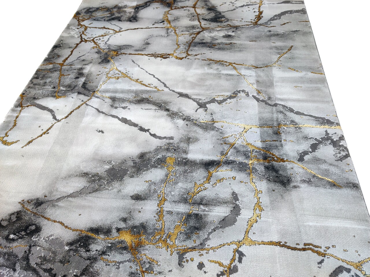 Carrara Modern Grijs Goud vloerkleed - Marmer Design Carrara Modern Grijs Goud vloerkleed - Marmer Design