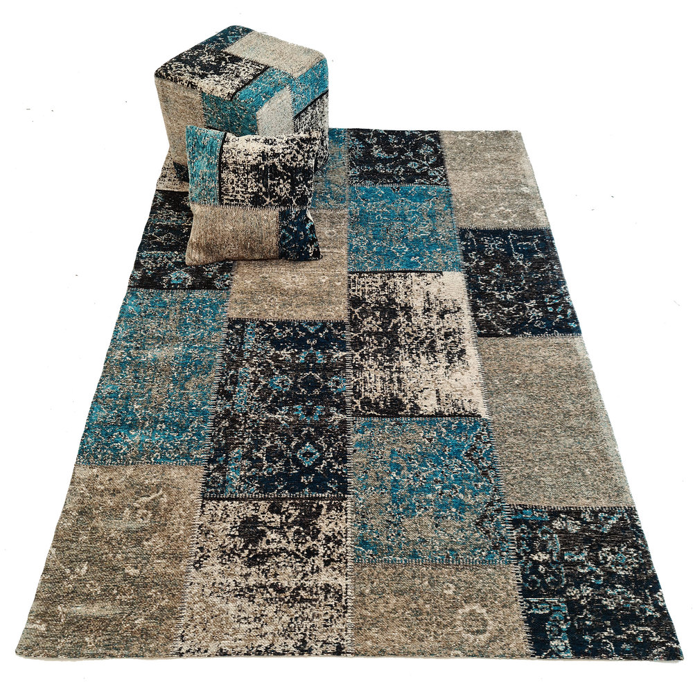 VAN GOGH COLLECTION VINTAGE PATCHWORK BLAUW VLOERKLEED