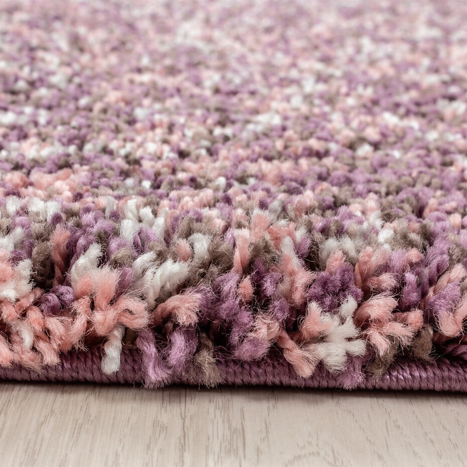 Hoogpolig vloerkleed - Lorium gemêleerd Roze/Paars/Crème
