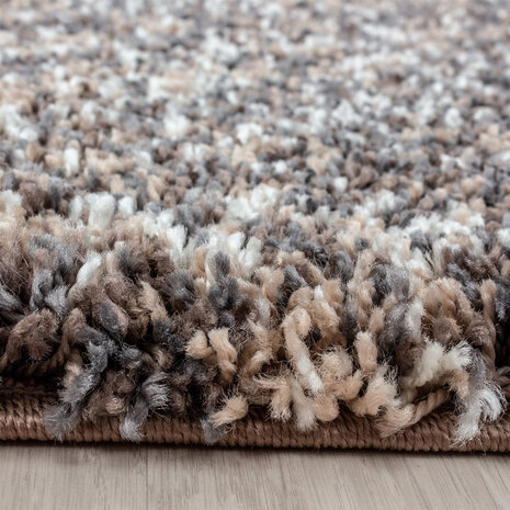 Hoogpolig vloerkleed - Lorium gemêleerd Taupe/Grijs/Beige