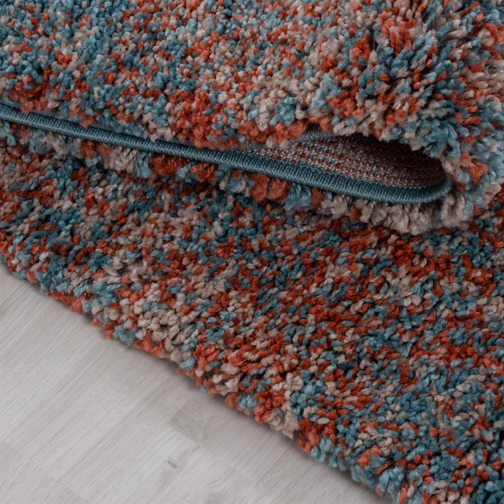 Hoogpolig vloerkleed - Lorium gemêleerd Terra/Blauw/Beige Hoogpolig vloerkleed - Lorium gemêleerd Terra/Blauw/Beige