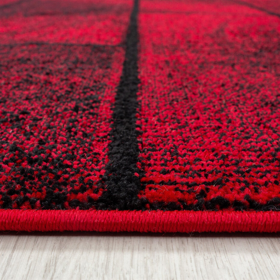 Fano Modern Rood - Zwart vloerkleed - Geblokt