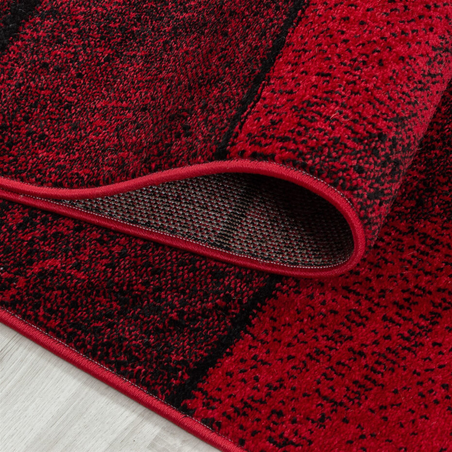 Fano Modern Rood - Zwart vloerkleed - Geblokt