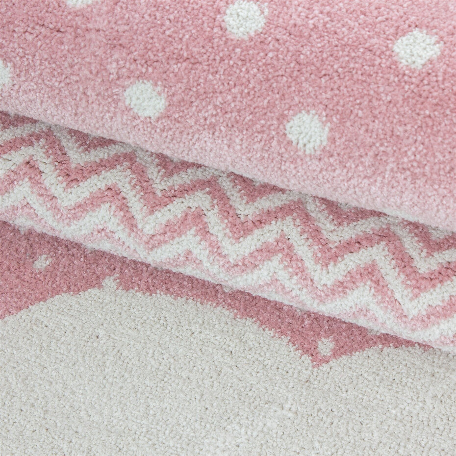 Kids Kinderkamer Roze - Grijs vloerkleed - Wolken