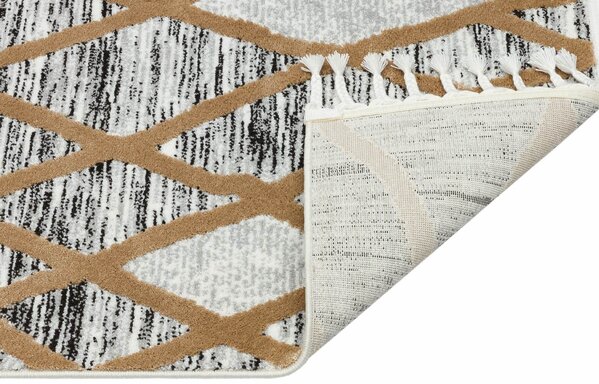 Deva Modern Beige / Grijs vloerkleed - Franjes