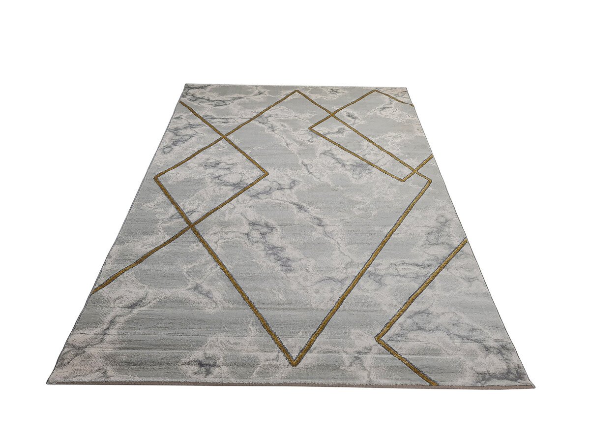 Alba Modern Grijs / Goud vloerkleed - Marmer Design