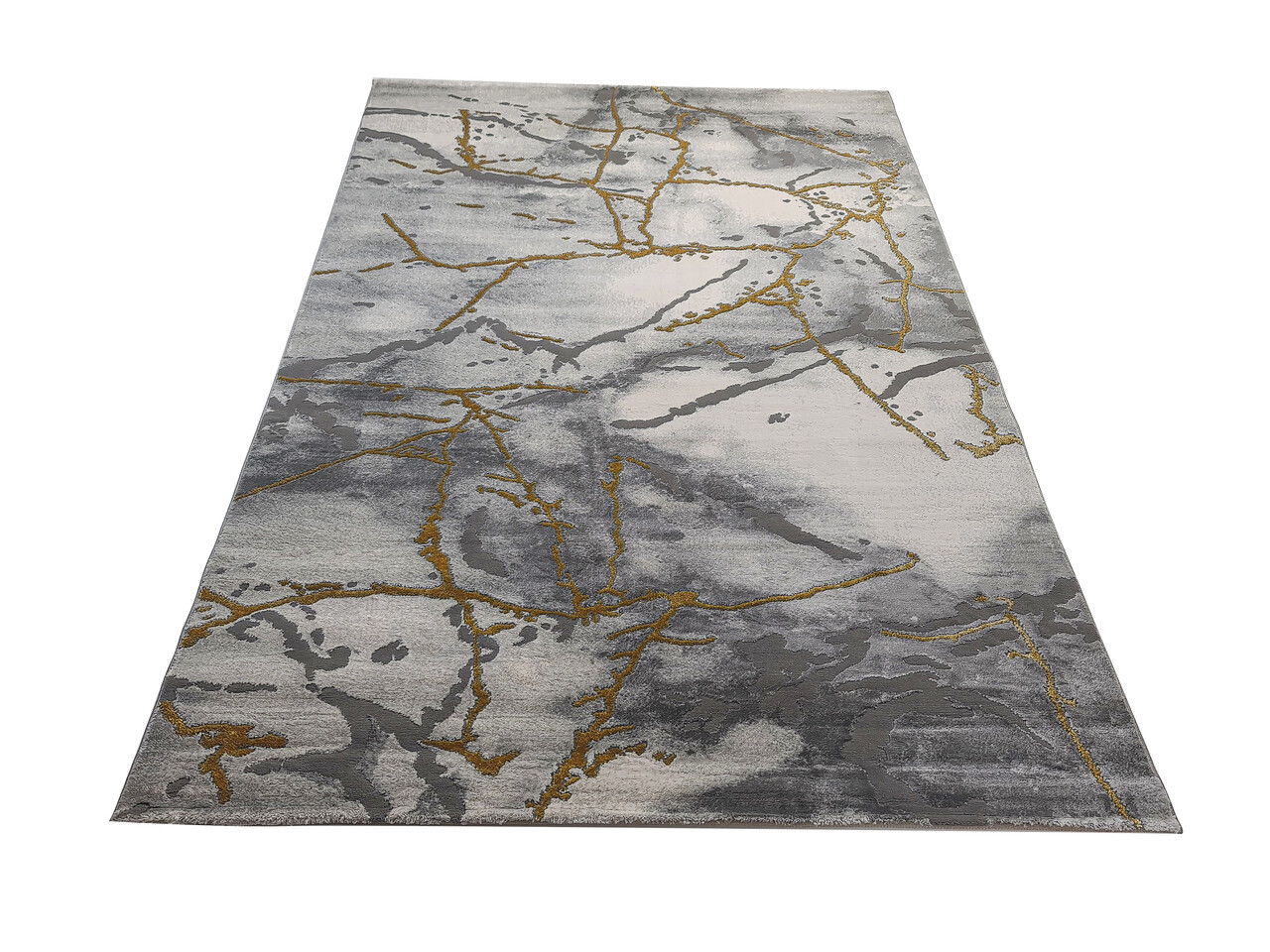 Alba Modern Grijs / Goud vloerkleed - Marmer Design