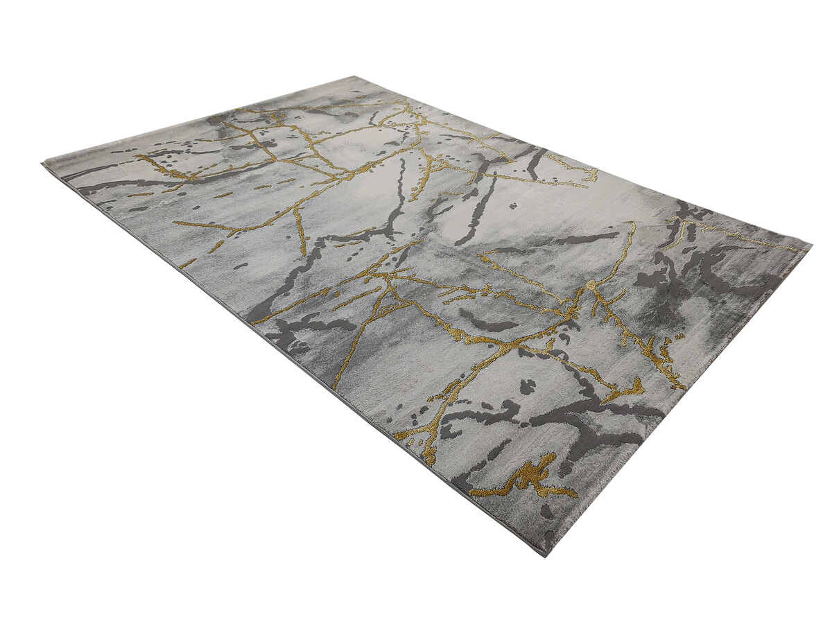 Alba Modern Grijs / Goud vloerkleed - Marmer Design